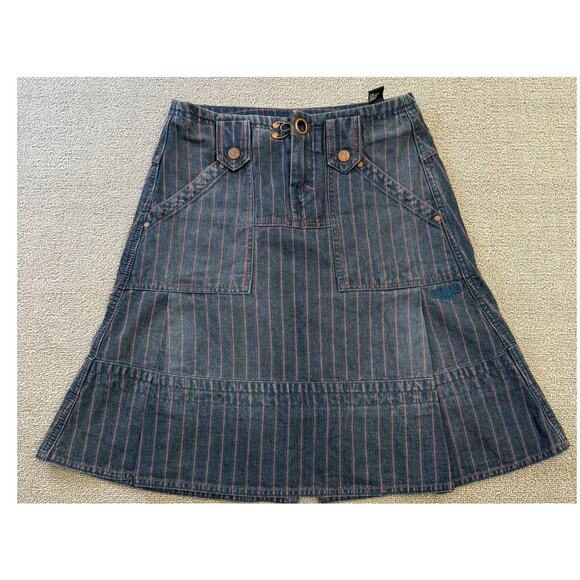 DIESEL Women's 26 Denim Skirt Blue Pink Striped A-Line Vintage - Picture 1 of 10